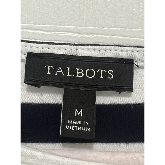 Talbots Womens Navy Blue White Striped Bell Sleeve Top Size M 100% Cotton EUC. - Picture 4 of 10